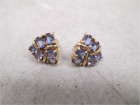 14KT Marked Earrings w/ Stones - Non-Magnetic