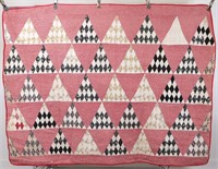 Red Gingham, Diamond, & Triangle Quilt