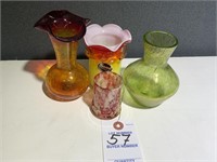 VTG Red & Yellow Glass Vase & Kanawha Glass Vase