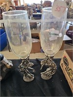 Vintage Pewter Wine Glass Set of 2