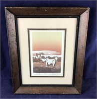 Small Print Of Cows In Oilfield Signed By Artist