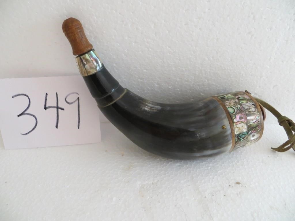 Vintage Powder Horn w/ Mother of Pearl