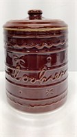 Cookie jar, brown glazed stoneware,Ovenproof