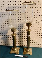 2 BRASS CANDLE PAIR