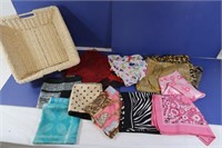 15" Square Basket w/ Misc Scarf Lot