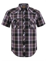 R3609  Coevals Club Men's Western Plaid Shirt, Pur