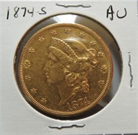1874-S $20 gold Liberty
