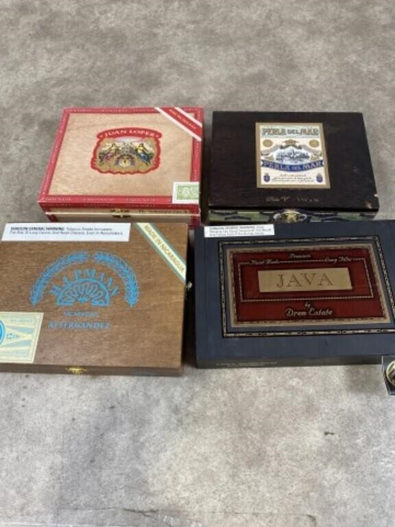 Vintage wood cigar boxes, set of 4