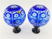 Unusual 2 Cut to clear cobalt blue round balls sui