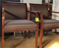 2 Beautiful Burgundy and gold wood chairs