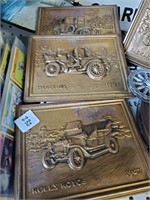 4 Made in England Brass Pics of Cars & Cast