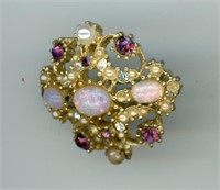 Broach fine opal + pearls 1.25”