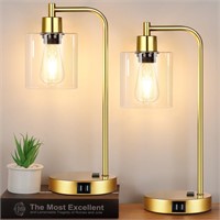 Gold Touch Table Lamps Set of 2 with USB Ports