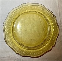 Federal Depression Amber Yellow Glass Plate