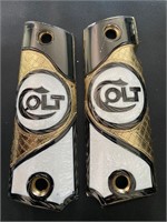 Custom 1911 Grips - Black Nickle - Colt Logo