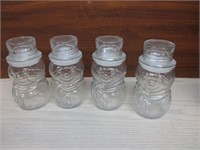 4 Pc Lot Snowman Glass Containers