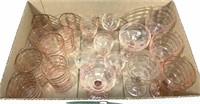 (19pc) Pink Depression Glass Drinkware
