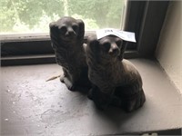 2 Early Cast Metal Spaniel Dog Doorstops