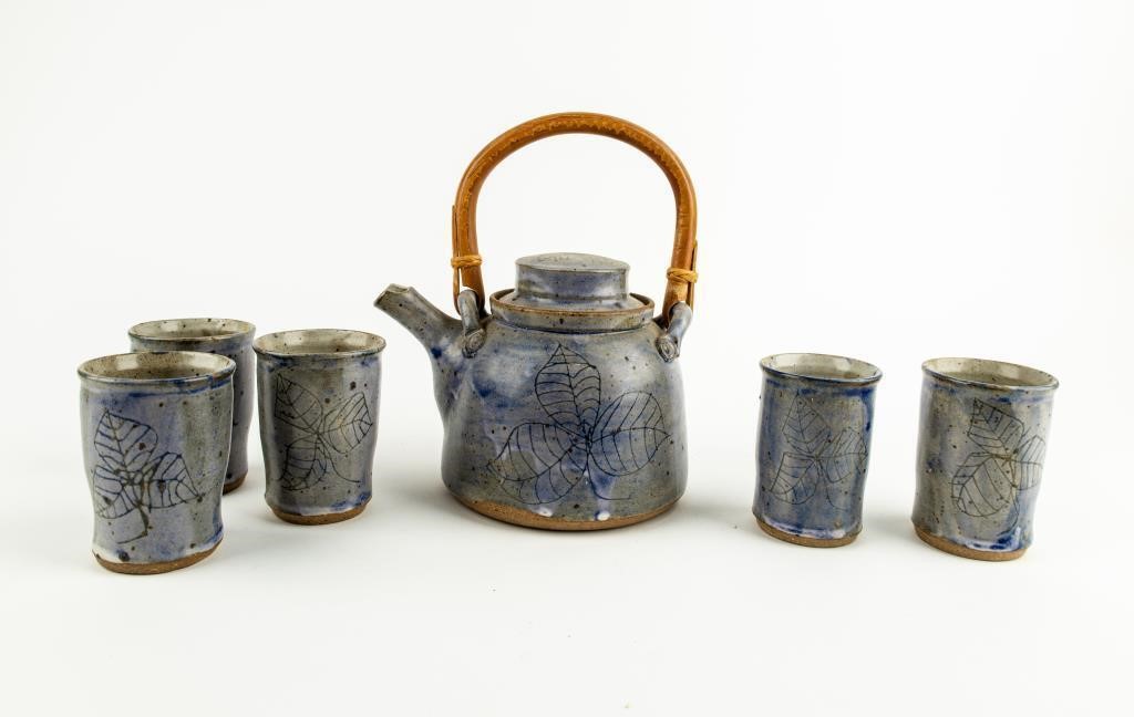 Stillpoint Stoneware Pottery Teapot / Glasses