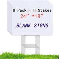 8 Pack 24x18 White Blank Lawn Yard Signs