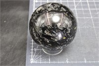 Large Heavily Black Tourmalated Quartz Sphere,1lbs