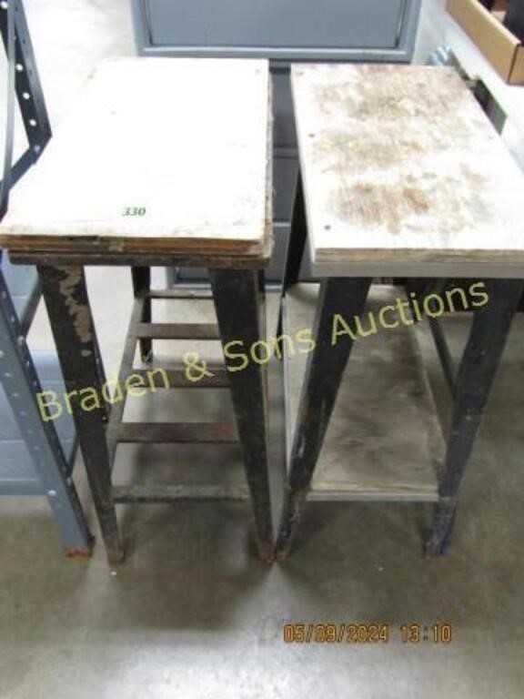 GROUP OF 2 METAL WORK TABLES