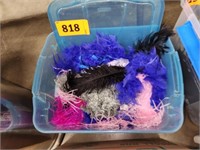 TOTE OF VARIOUS COLORED FEATHERS & RELATED