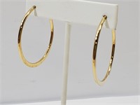 Goldtone Locking Pierced Hoop Earrings