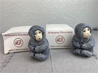 2pc New Artesania Rinconada Carved Monkey Figures