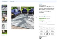 N2165  DEORAB Outdoor Rug Geometric Patio Mat, Gre