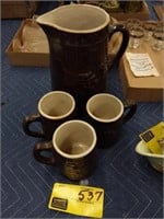 Grape and trellis stoneware pitcher with 3