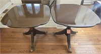 Vintage Pair of brass claw feet mahogany tables