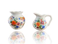 Antique Fine Porcelain Floral Cream & Sugar Set
