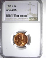 1955-S Cent NGC MS66 RD