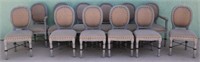 SET 12 COUNTRY FRENCH STYLE DINING CHAIRS, GREY