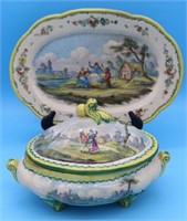FRENCH FAIENCE POTTERY COVERED TUREEN &