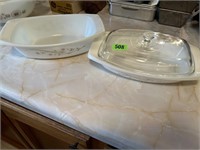 Pyrex Golden Honey Suckle Casserole Dishes (1 Lid)