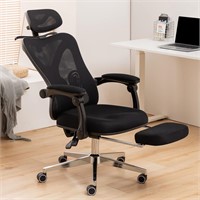 Ergonomic Chair with Foot Rest  White  Adjustable