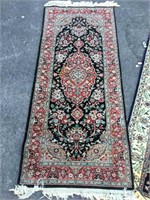Hand tied Qum wool rug , 31 x 76 inches, plus