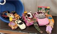 Bucket of Toy Cars, Barbies & More