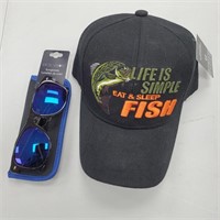 Embordered Ball Cap w/Sun Glasses