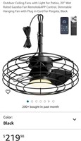 Outdoor Ceiling Fans with Light for Patios, 20''