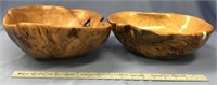 Lot of two natural spruce bowls, largest is 12.5 x