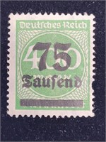 1923 Germany 75 Tausend Weimar Republic Stamp