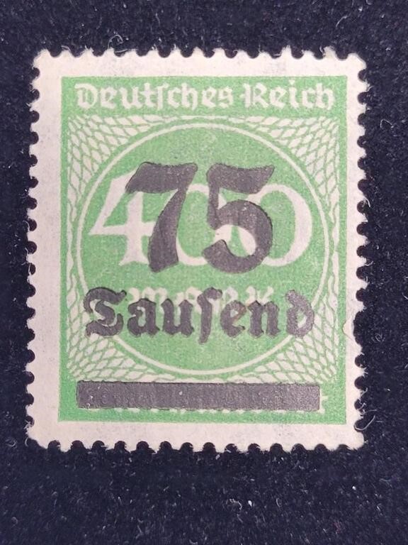 1923 Germany 75 Tausend Weimar Republic Stamp