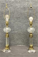 Pair of Vintage Etched Glass Table Lamps