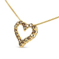 14k Gold-pl 1.00ct Diamond Heart Necklace