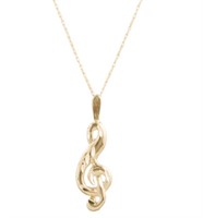 14k Gold Treble Clef Pendant Necklace