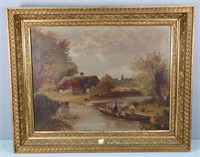 19th C. Oil on Canvas Folk Art Painting