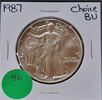 1987 BU SILVER EAGLE $1 COIN